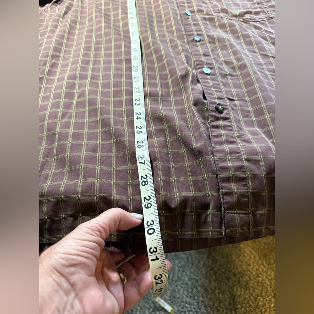 REI Fisherman Men's Short Sleeve Brown and Yellow Cotton Plaid Shirt Size XL - Picture 4 of 7